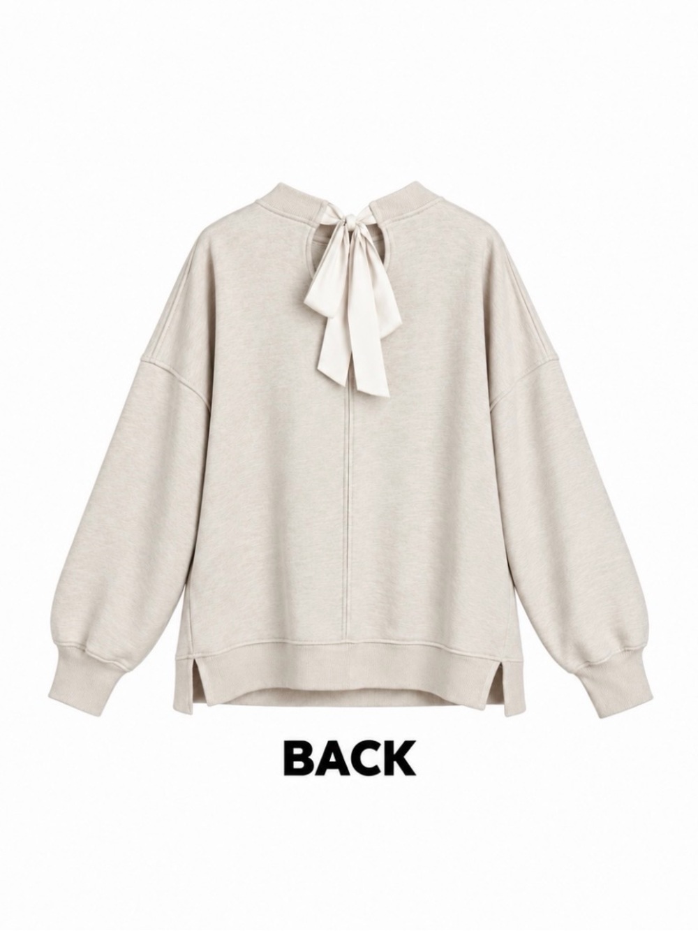 Aerie Big Chill Bow Crew Sweatshirt Oatmeal Oversized L Coquette